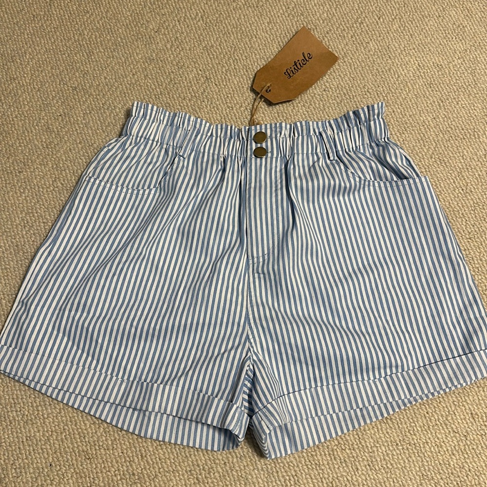 Blue/white striped shorts
